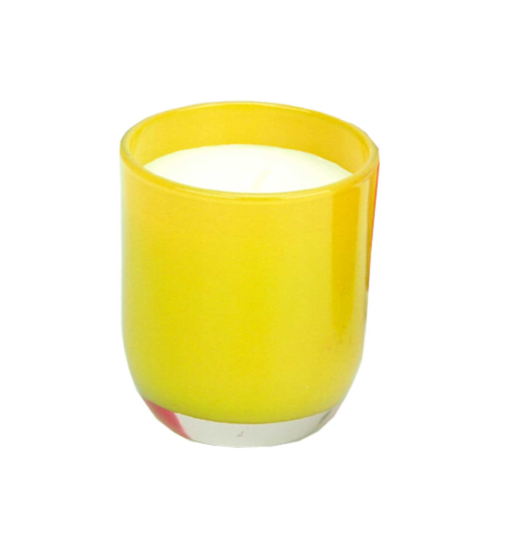 Glas mit Wachsfüllung gelb, 7x8cm