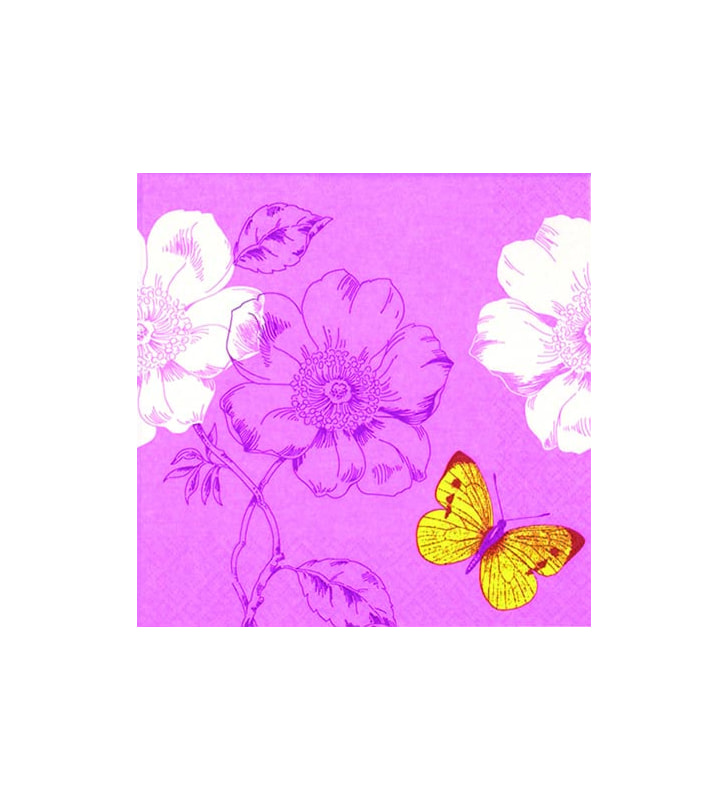 Servietten Ti-Flair Coquelicots& Papillon fuchsia, 33cm
