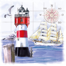 Servietten Ti-Flair Lighthouse&Compass, 33cm 20 Stk.