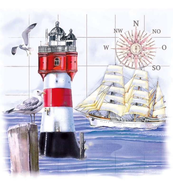 Servietten Ti-Flair Lighthouse&Compass, 33cm 20 Stk.