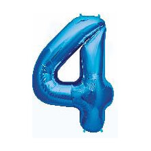 Folienballon Zahl 4 blau,Luftgefüllt, 35cm