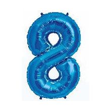 Folienballon Zahl 8 blau,Luftgefüllt, 35cm