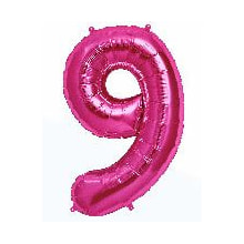Folienballon Zahl 9 pink,Luftgefüllt, 35cm