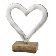 Herz aus Metall / Mango Holz, 16cm